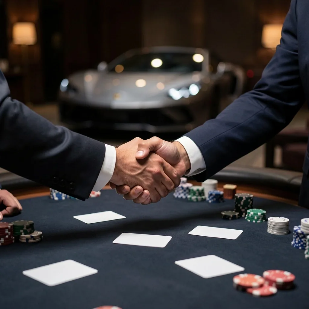 Guests in evening wear at the poker table